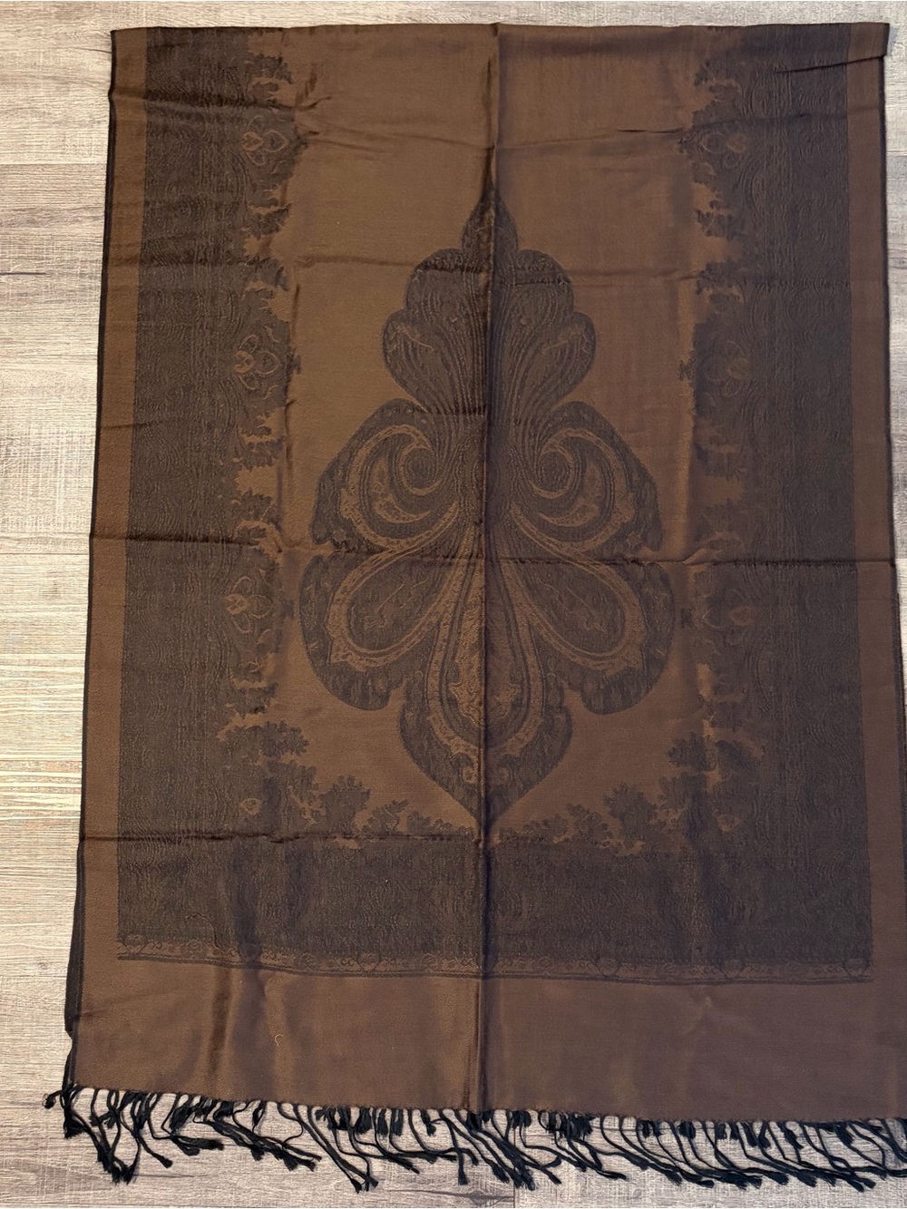 pashmina Brown Paisley Jacquard Shawl